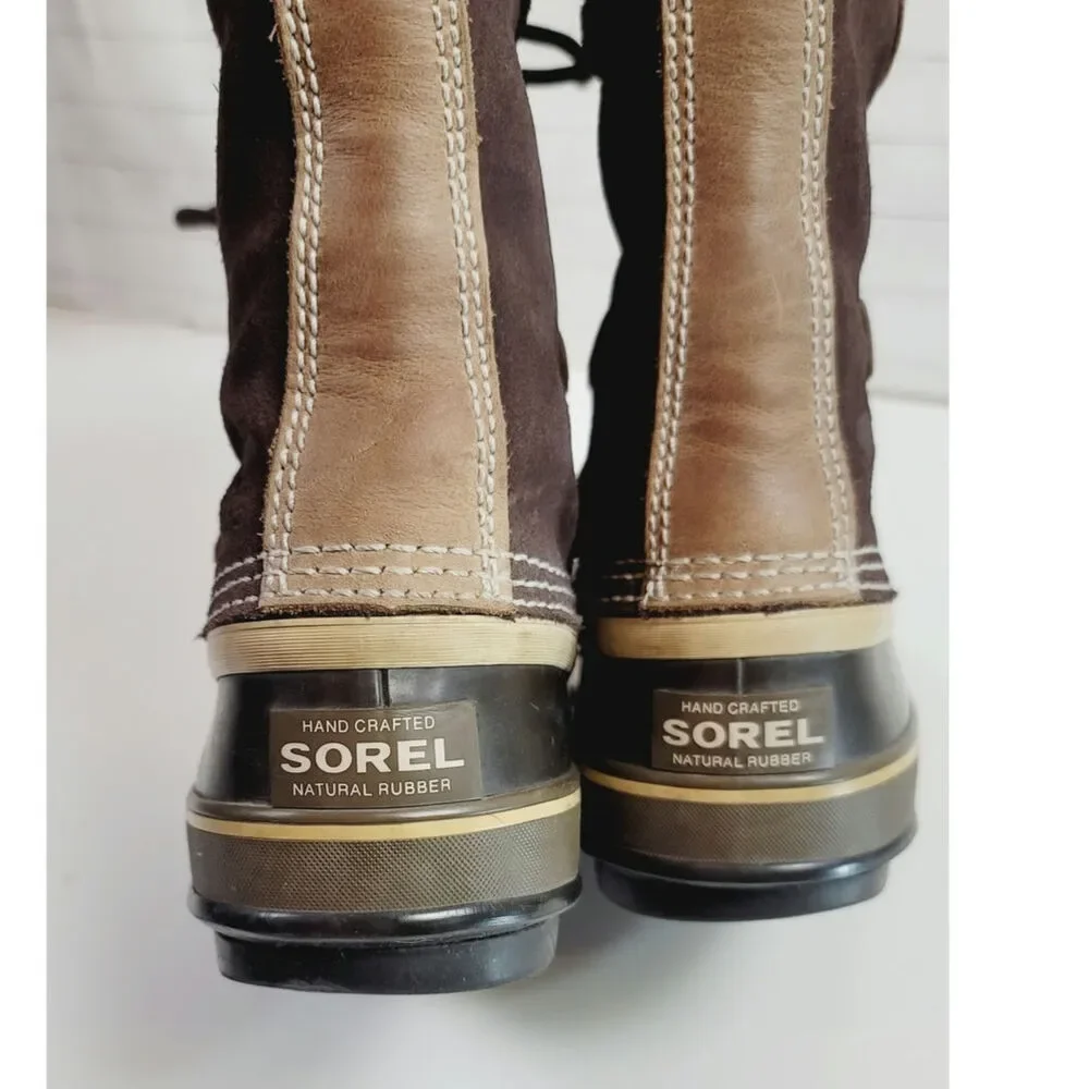 Sorel Joan Of Arctic Faux Fur Trim Waterproof  Snow Boots in Brown, sz 6